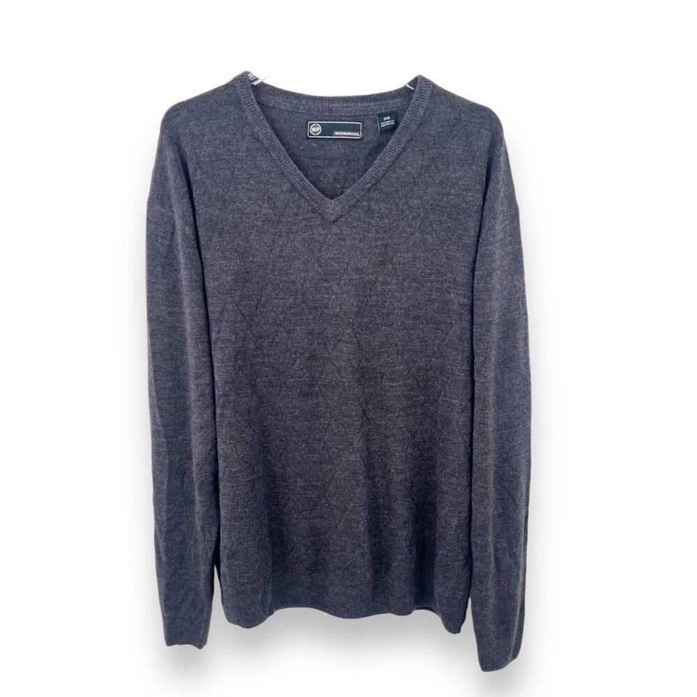 Weatherproof pullover sweater men's XXL V neck rib knit charcoal gray NEW